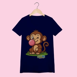 Nome do produto Camiseta Baby Long Feminina Macaco – 100% Algodão | Coleção Reino Animal do Caioba