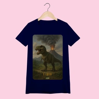 Nome do produto Camiseta Baby Long Feminina T-Rex – 100% Algodão | Coleção Dinossauros