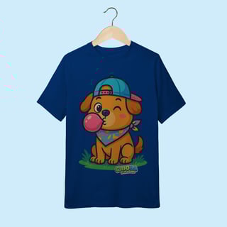 Nome do produto Camiseta Juvenil (10 a 14 anos) Cachorro com Bandana – 100% Algodão | Coleção Reino Animal do Caioba