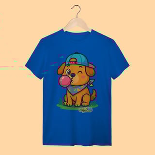 Nome do produto Camiseta T-shirt Adulto Unissex Cachorro com Bandana – 100% Algodão | Coleção Reino Animal do Caioba
