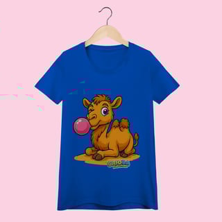 Nome do produto Camiseta Baby Long Feminina Camelo – 100% Algodão | Coleção Reino Animal do Caioba