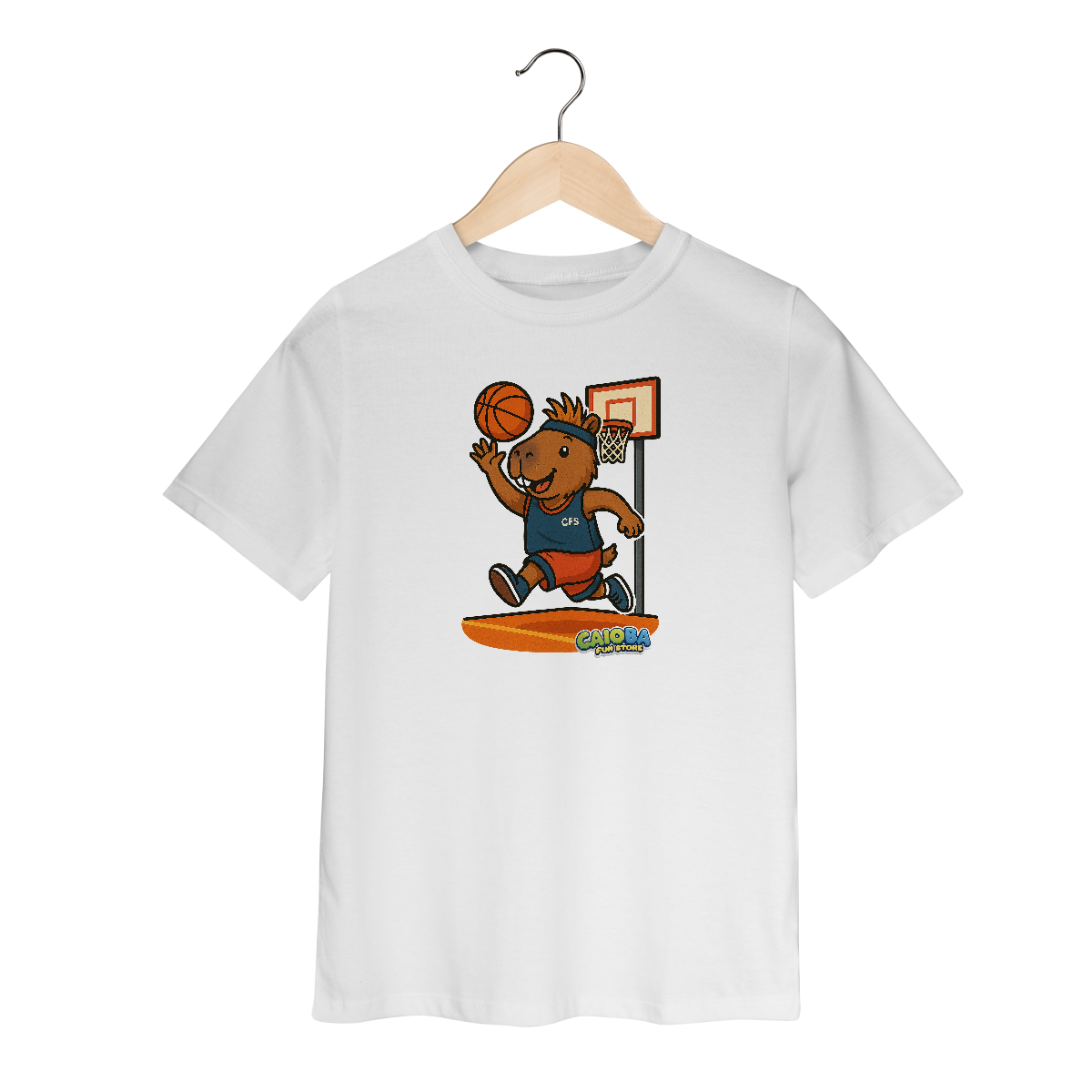 Nome do produto: Camiseta Capivara Jogando Basquete - infantil