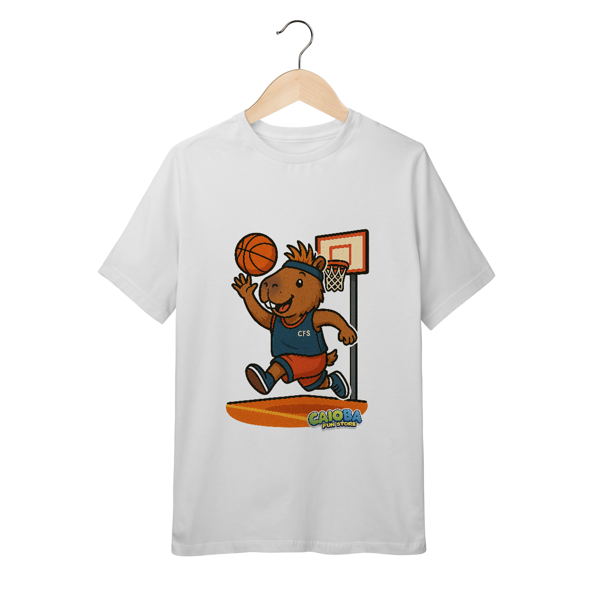 Nome do produto: Camiseta Capivara Jogando Basquete - juvenil