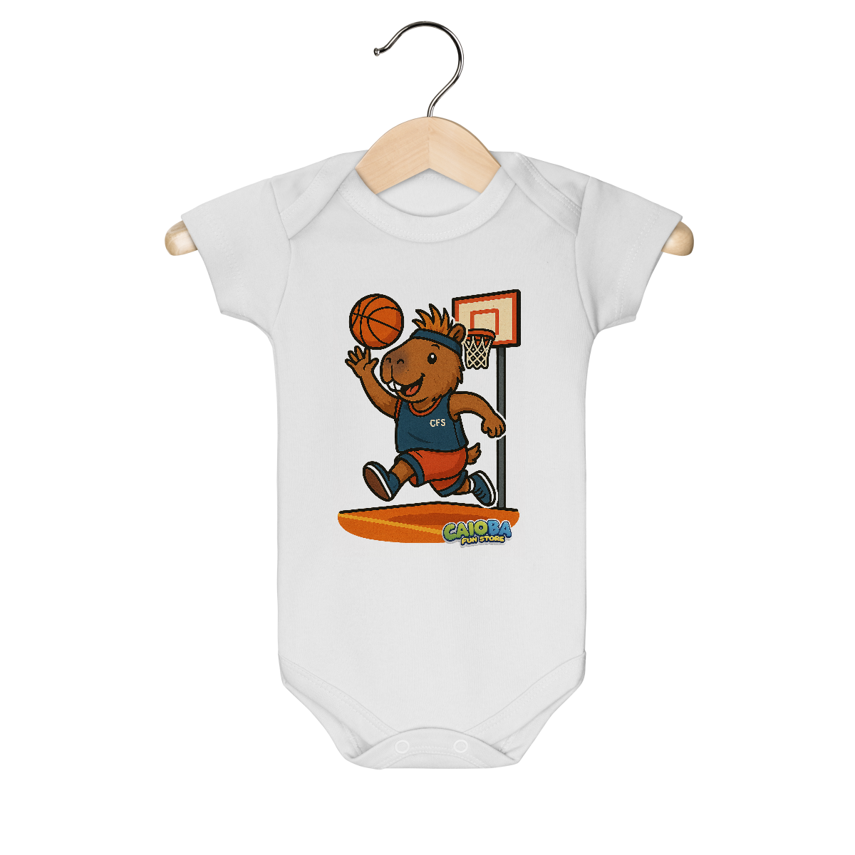Nome do produto: Body Infantil Capivara Jogando Basquete