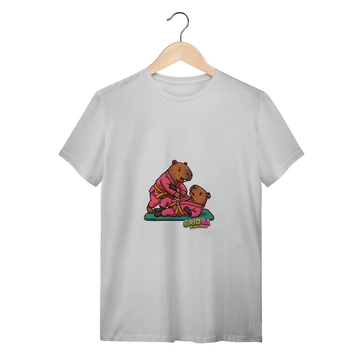 Nome do produto: Camiseta Capivara Lutando Jiu-Jitsu menina - adulto