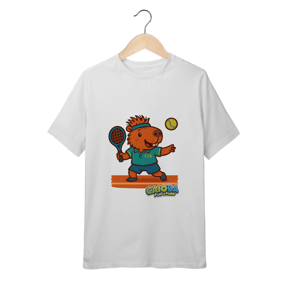 Camiseta Capivara Jogando Tênis - juvenil