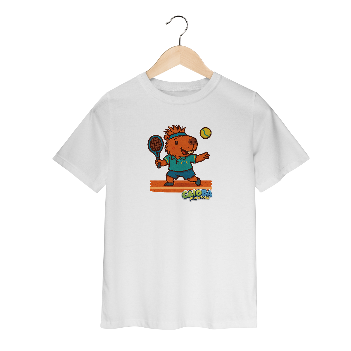 Nome do produto: Camiseta Capivara Jogando Tênis - infantil