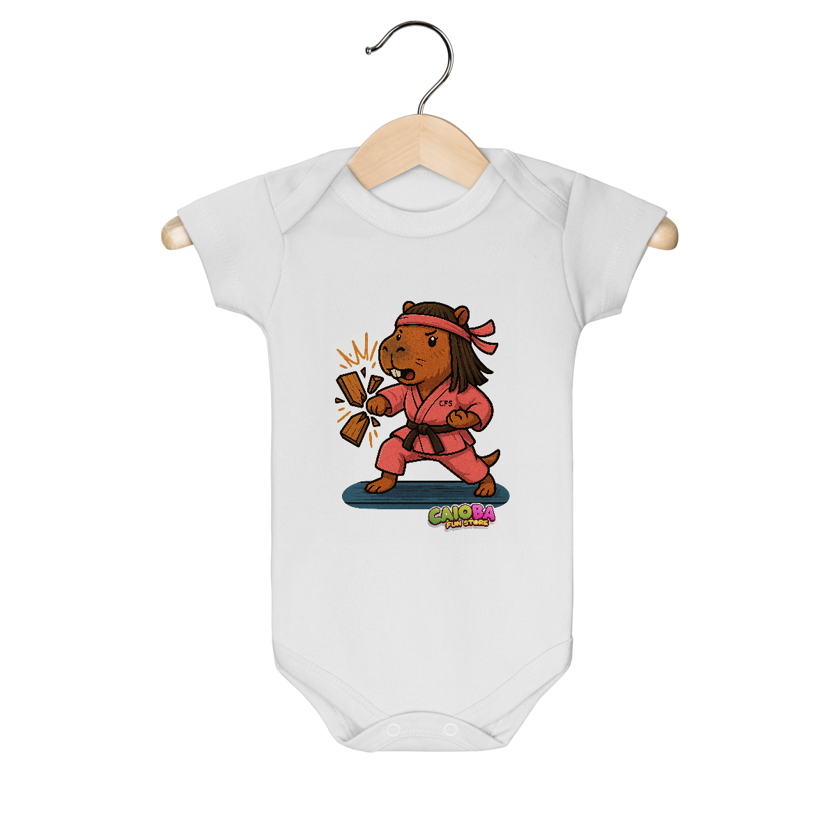 Nome do produto: Body Infantil Capivara Karateca menina