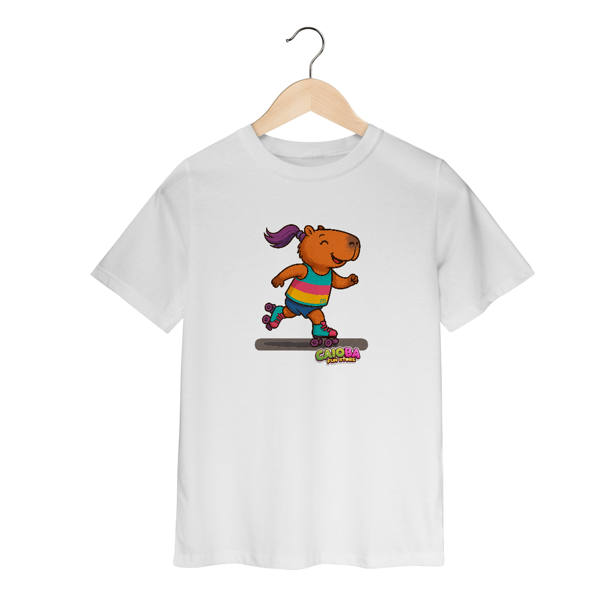 Nome do produto: Camiseta Capivara de Patins menina - infantil