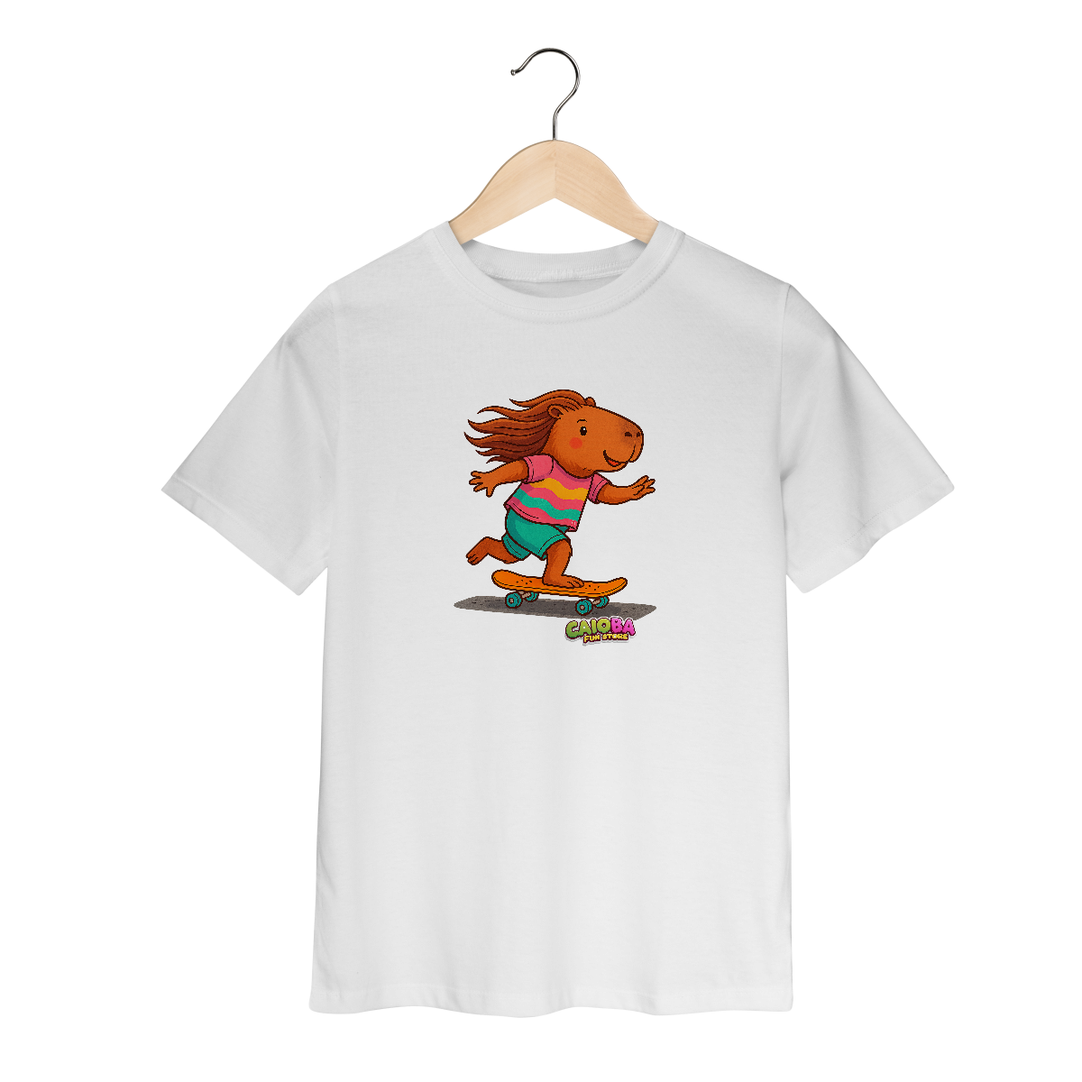 Nome do produto: Camiseta Capivara de Skate menina - infantil