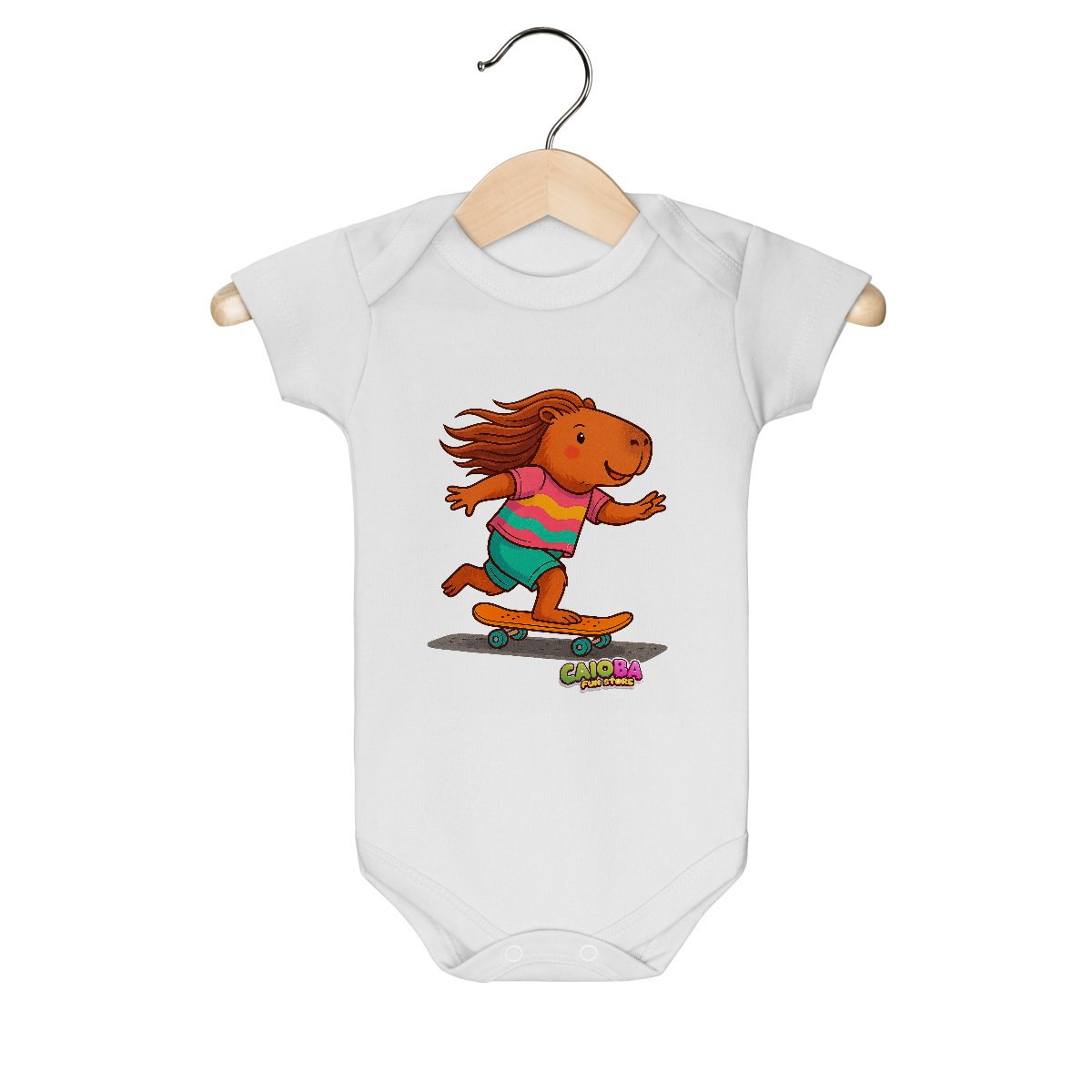 Nome do produto: Body Infantil Capivara de Skate menina