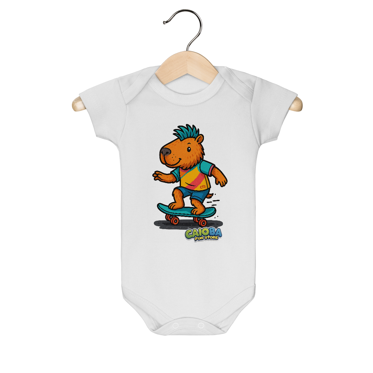 Nome do produto: Body Infantil Capivara de Skate menino