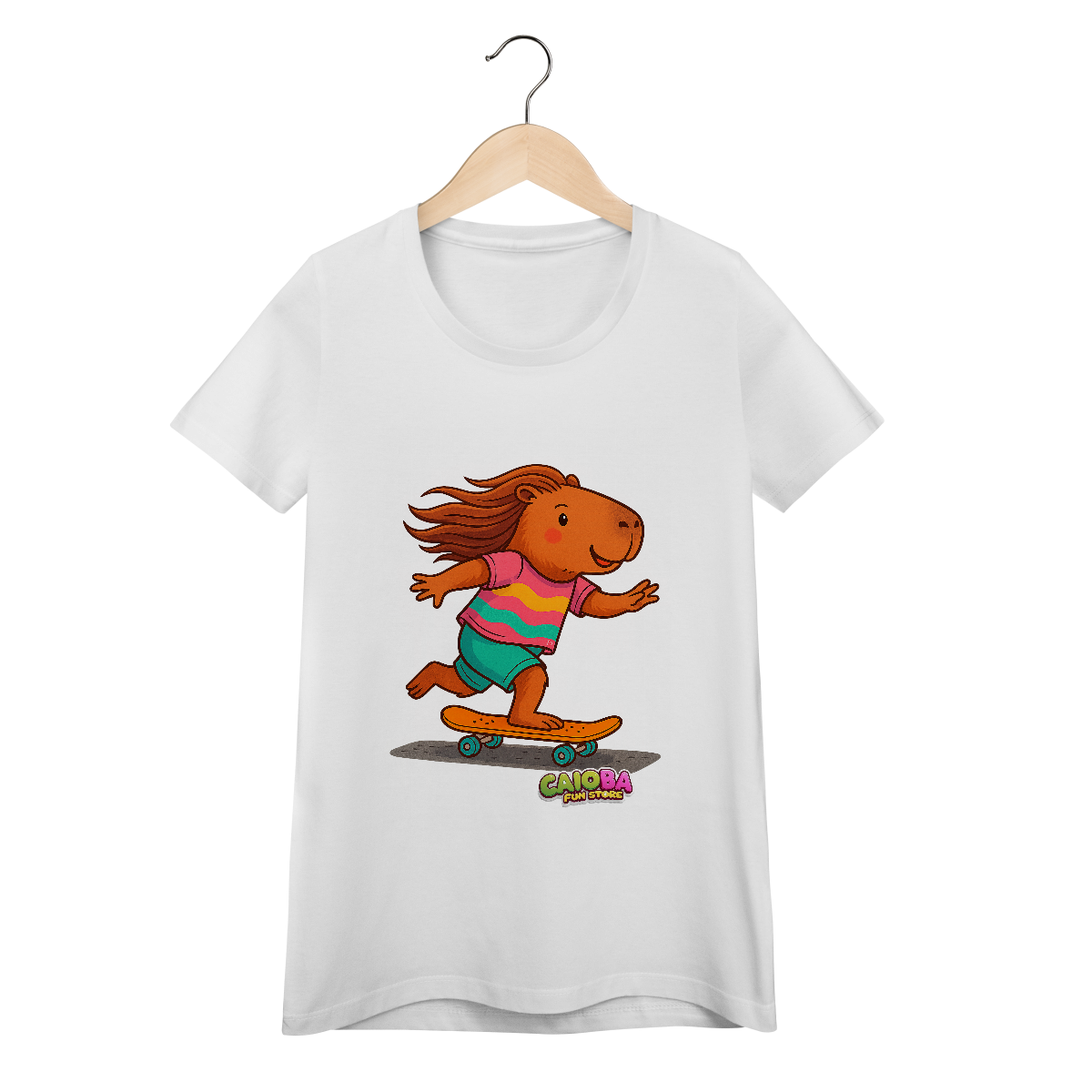Nome do produto: Camiseta Capivara de Skate menina - feminina
