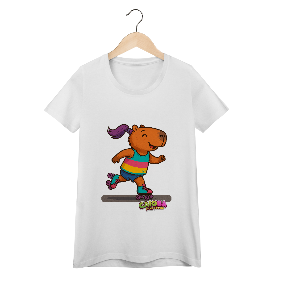 Nome do produto: Camiseta Capivara de Patins menina - feminina