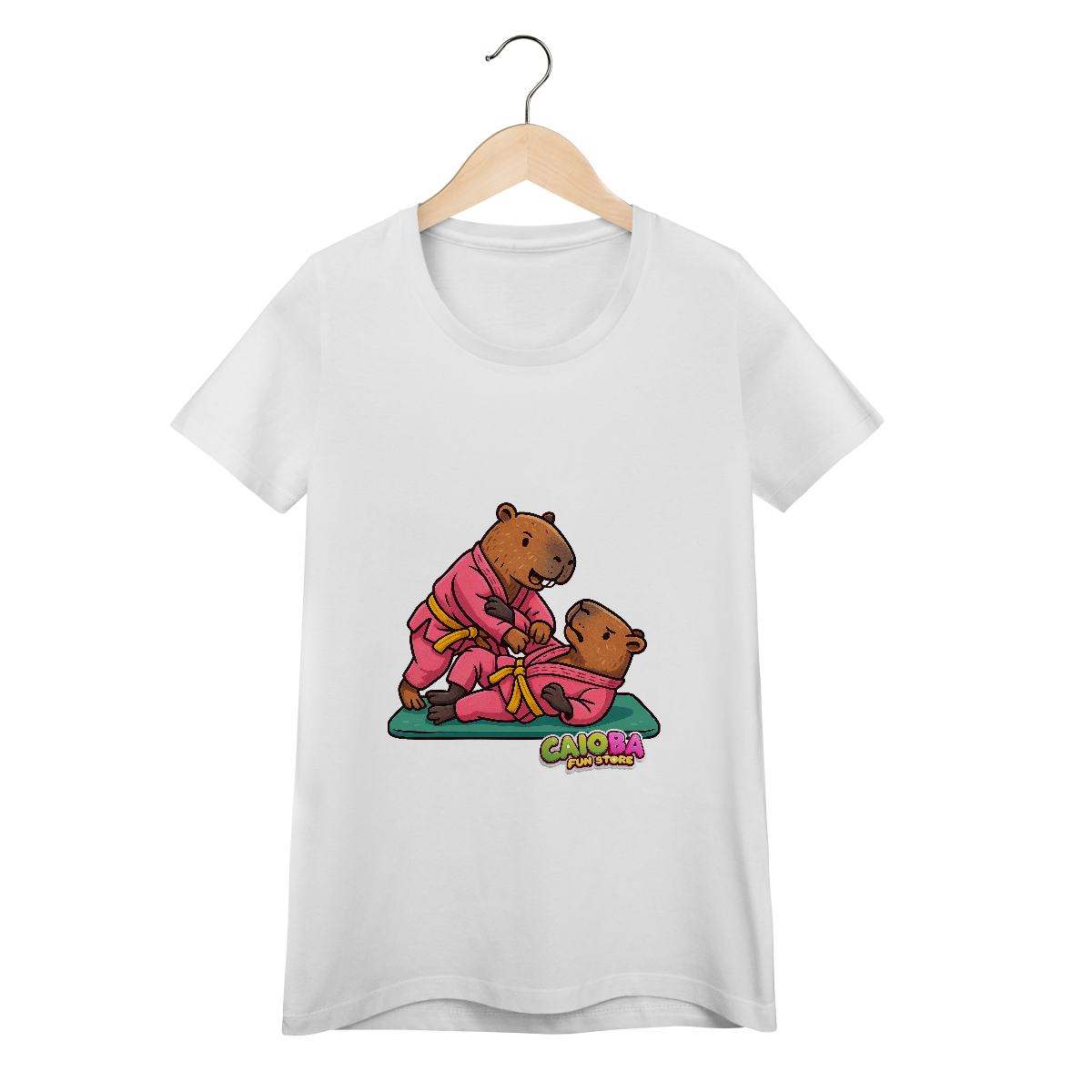 Nome do produto: Camiseta Capivara Lutando Jiu-Jitsu menina - feminina