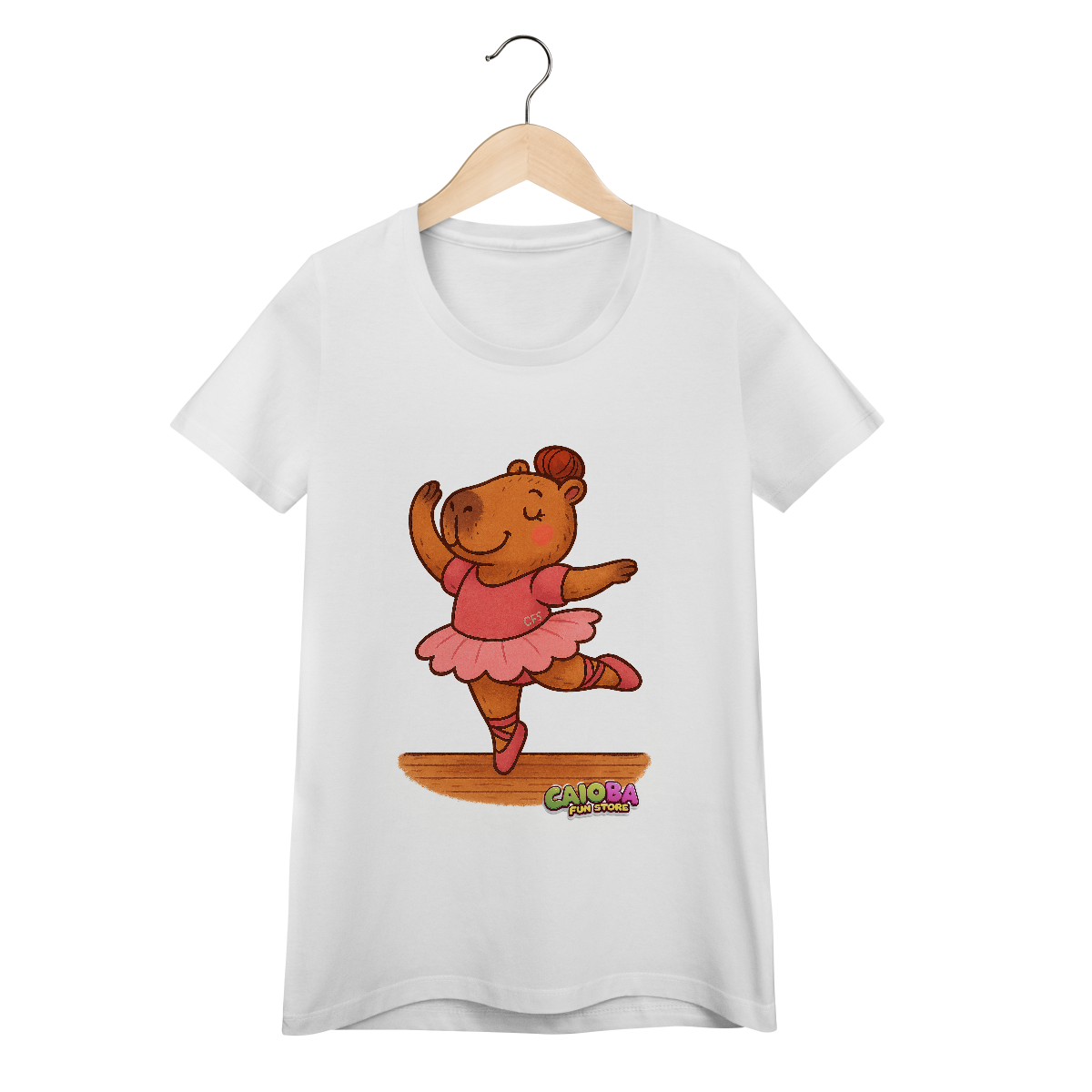 Nome do produto: Camiseta Capivara Bailarina - feminina