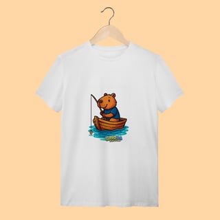 Camiseta T-shirt Adulto Unissex Capivara Pescando – 100% Algodão | Estampa Exclusiva e Divertida