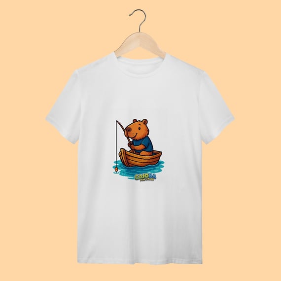 Camiseta T-shirt Adulto Unissex Capivara Pescando – 100% Algodão | Estampa Exclusiva e Divertida