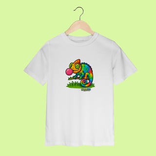 Camiseta Infantil (2 a 8 anos) Camaleão – 100% Algodão | Coleção Reino Animal do Caioba