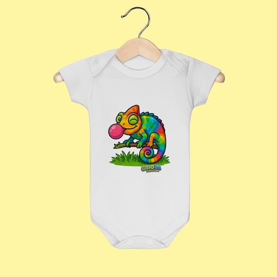 Body Infantil Camaleão – 100% Algodão | Coleção Reino Animal do Caioba
