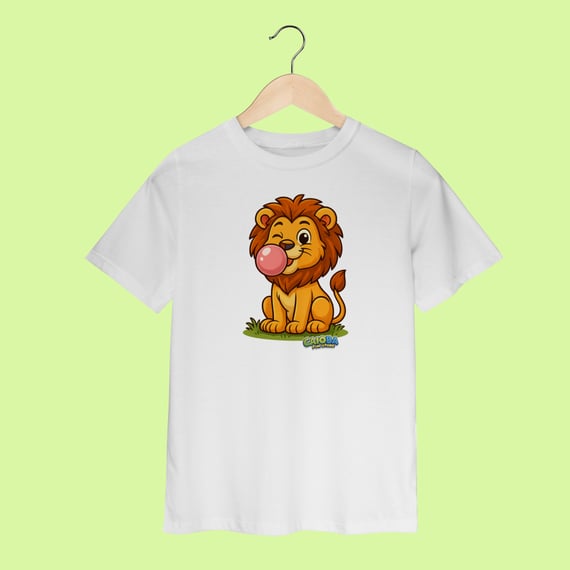 Camiseta Infantil (2 a 8 anos) Leão – 100% Algodão | Coleção Reino Animal do Caioba