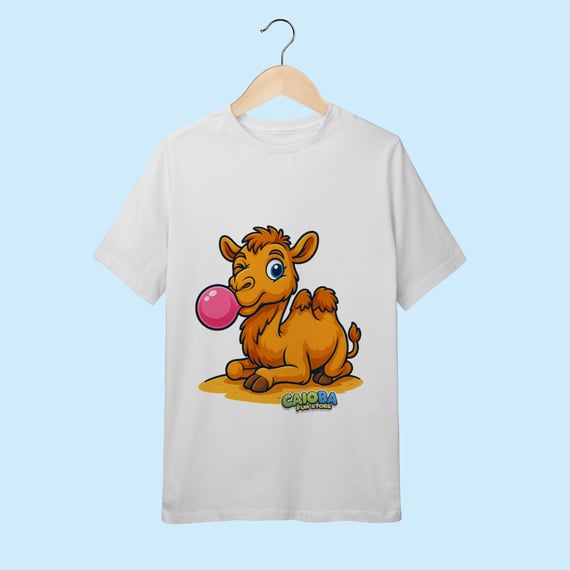 Camiseta Juvenil (10 a 14 anos) Camelo – 100% Algodão | Coleção Reino Animal do Caioba