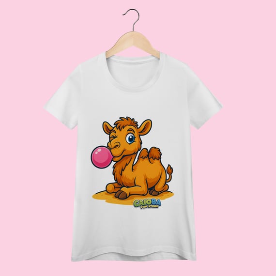 Camiseta Baby Long Feminina Camelo – 100% Algodão | Coleção Reino Animal do Caioba