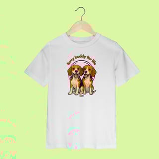 Camiseta Infantil (2 a 8 anos) 2 Beagles – 100% Algodão | Coleção Amicão