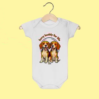 Body Infantil 2 Beagles – 100% Algodão | Coleção Amicão