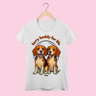 Nome do produto Camiseta Baby Long Feminina 2 Beagles – 100% Algodão | Coleção Amicão