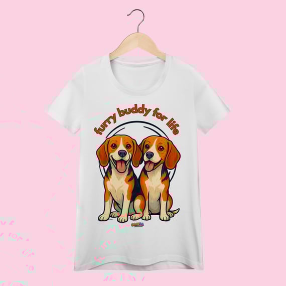 Camiseta Baby Long Feminina 2 Beagles – 100% Algodão | Coleção Amicão