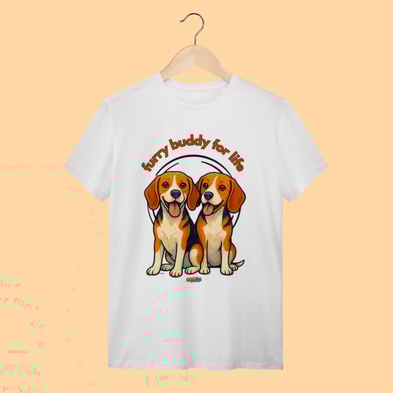Camiseta T-shirt Adulto Unissex 2 Beagles – 100% Algodão | Coleção Amicão