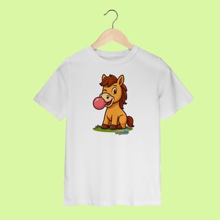 Camiseta Infantil (2 a 8 anos) Cavalo – 100% Algodão | Coleção Reino Animal do Caioba