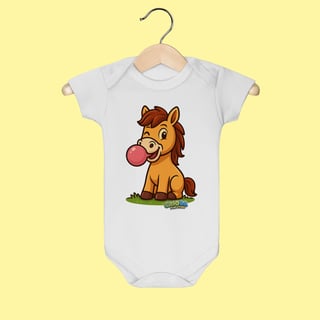 Body Infantil Cavalo – 100% Algodão | Coleção Reino Animal do Caioba