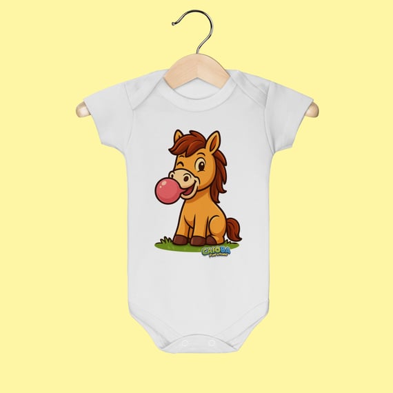 Body Infantil Cavalo – 100% Algodão | Coleção Reino Animal do Caioba