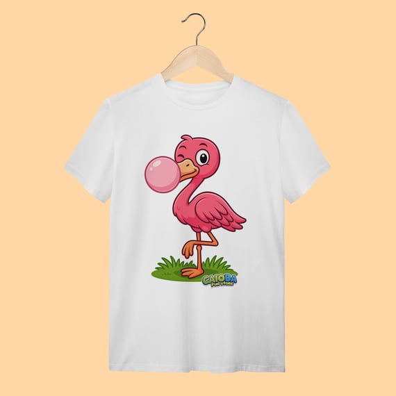 Camiseta T-shirt Adulto Unissex Flamingo – 100% Algodão | Coleção Reino Animal do Caioba