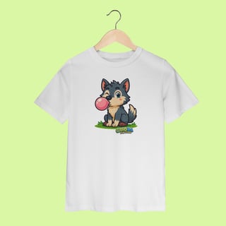 Camiseta Infantil (2 a 8 anos) Lobinho – 100% Algodão | Coleção Reino Animal do Caioba