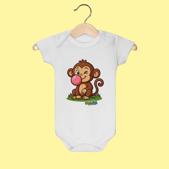 Body Infantil Macaco – 100% Algodão | Coleção Reino Animal do Caioba