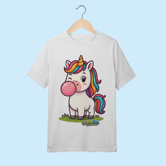 Camiseta Juvenil (10 a 14 anos) Unicórnio – 100% Algodão | Coleção Reino Animal do Caioba
