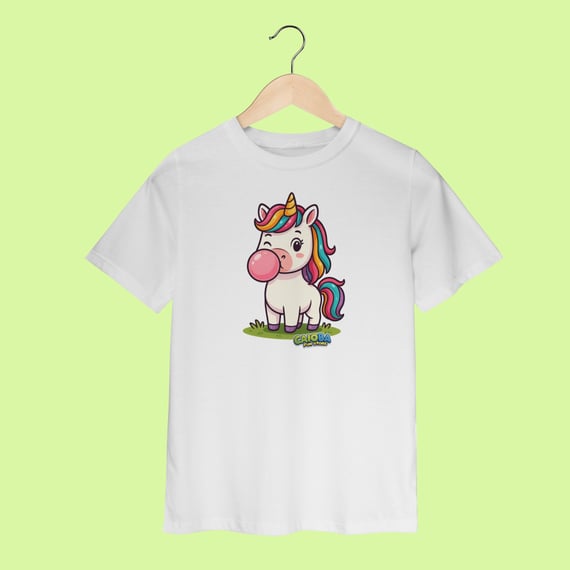 Camiseta Infantil (2 a 8 anos) Unicórnio – 100% Algodão | Coleção Reino Animal do Caioba