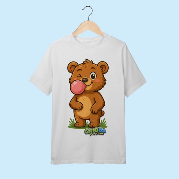 Camiseta Juvenil (10 a 14 anos) Ursinho – 100% Algodão | Coleção Reino Animal do Caioba