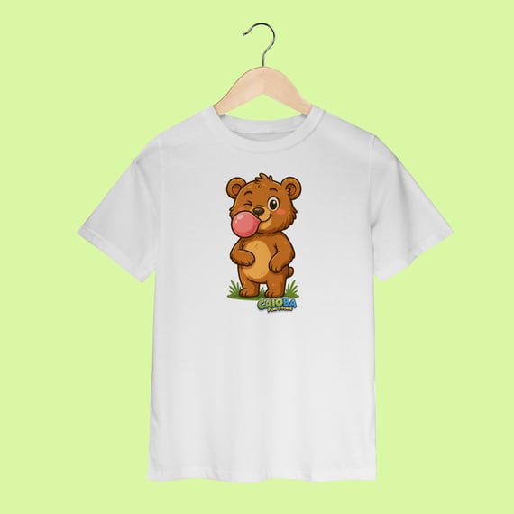 Camiseta Infantil (2 a 8 anos) Ursinho – 100% Algodão | Coleção Reino Animal do Caioba
