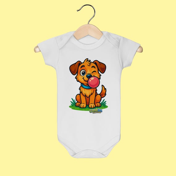 Body Infantil Cachorro – 100% Algodão | Coleção Reino Animal do Caioba