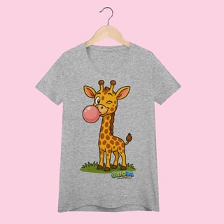 Nome do produto Camiseta Baby Long Feminina Girafa – 100% Algodão | Coleção Reino Animal do Caioba