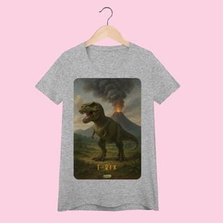 Nome do produto Camiseta Baby Long Feminina T-Rex – 100% Algodão | Coleção Dinossauros