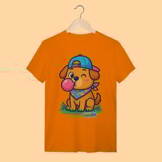 Nome do produto Camiseta T-shirt Adulto Unissex Cachorro com Bandana – 100% Algodão | Coleção Reino Animal do Caioba