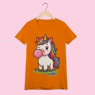 Nome do produto Camiseta Baby Long Feminina Unicórnio – 100% Algodão | Coleção Reino Animal do Caioba