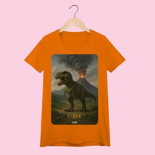 Nome do produto Camiseta Baby Long Feminina T-Rex – 100% Algodão | Coleção Dinossauros