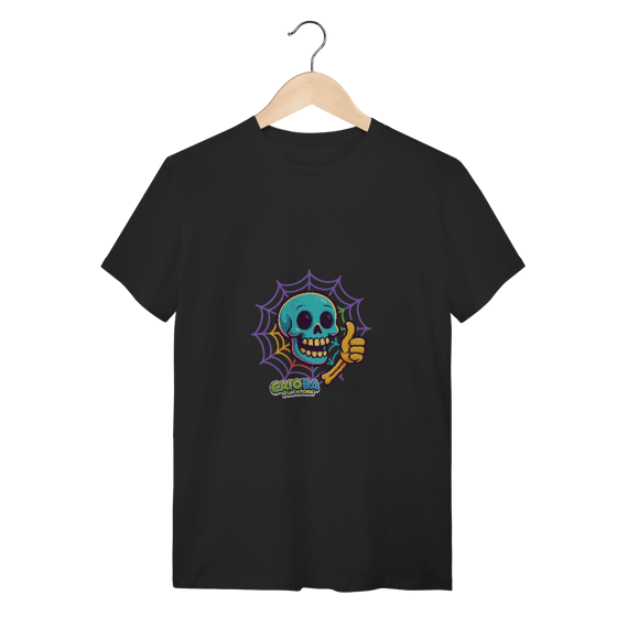 Camiseta Adulto Halloween Caveira Colorida Divertida