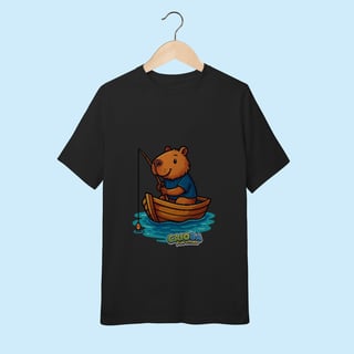 Nome do produto Camiseta Juvenil Capivara Pescando – 100% Algodão | Estampa Divertida e Exclusiva